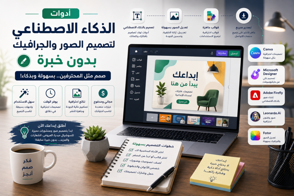 أدوات الذكاء الاصطناعي لتصميم الصور والجرافيك بدون خبرة