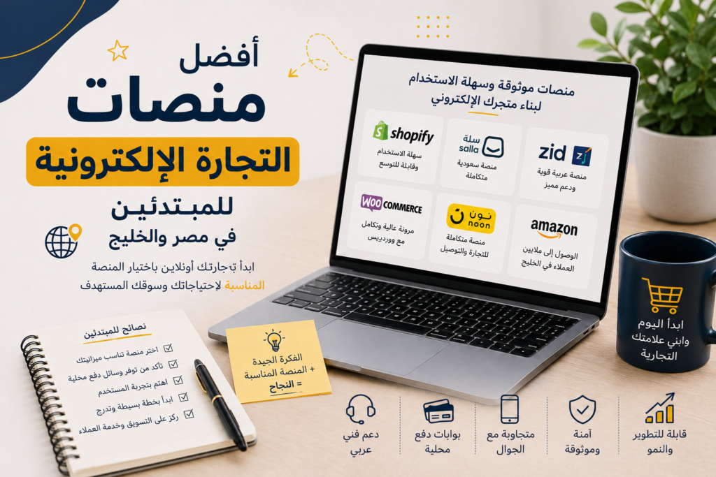 أفضل منصات التجارة الإلكترونية للمبتدئين في مصر والخليج