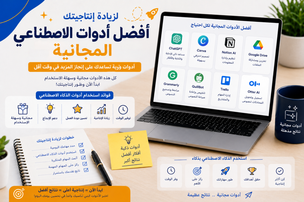 أفضل أدوات الذكاء الاصطناعي المجانية لزيادة إنتاجيتك