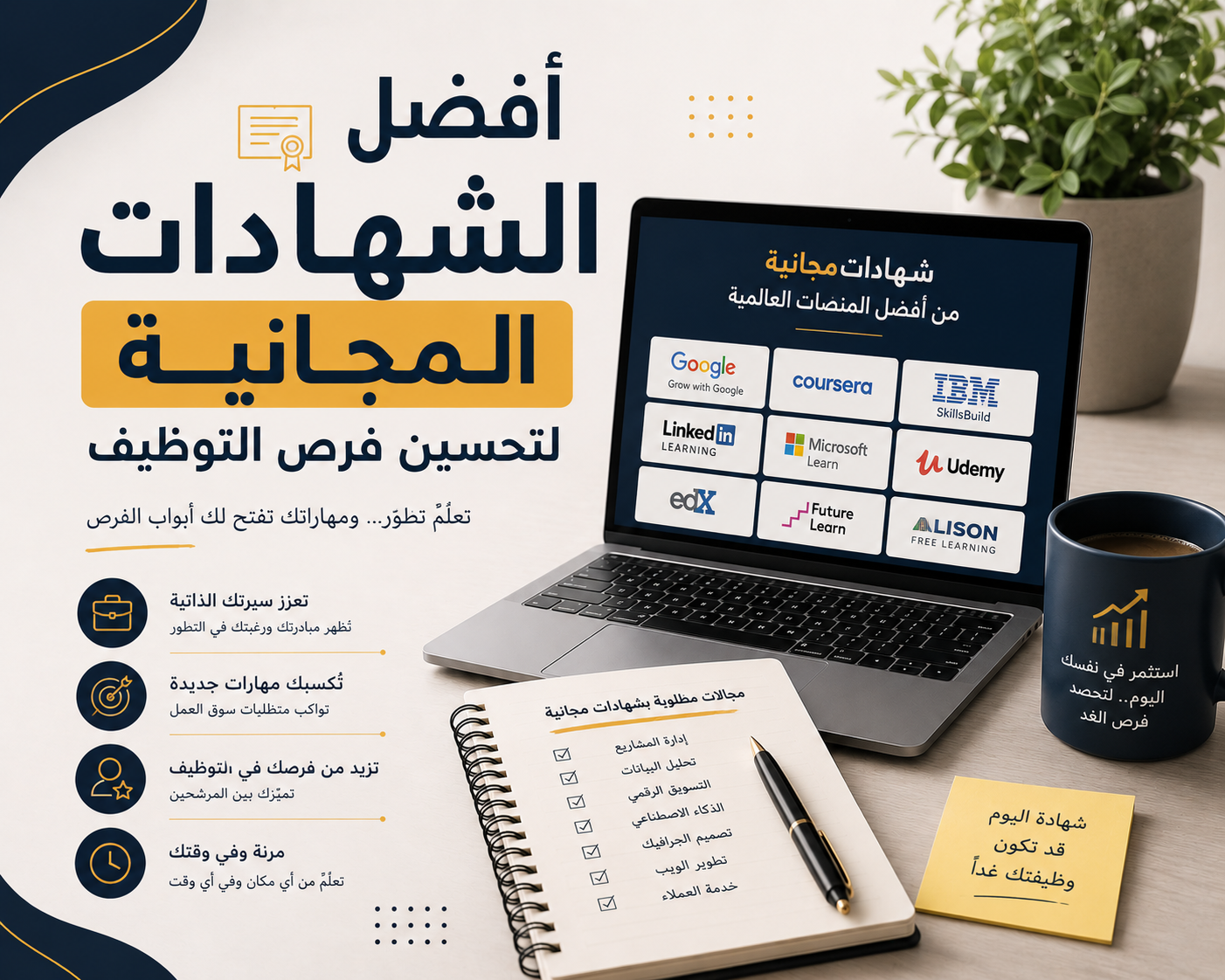 أفضل الشهادات المجانية لتحسين فرص التوظيف