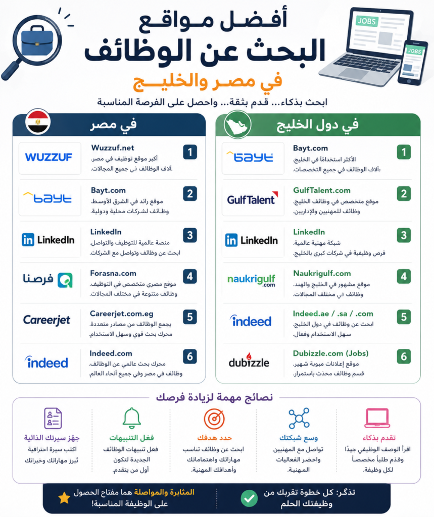 أفضل مواقع البحث عن الوظائف في مصر والخليج