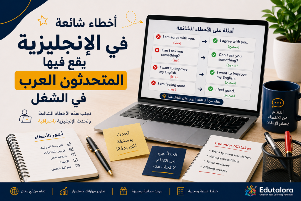 أخطاء شائعة في الإنجليزية يقع فيها المتحدثون العرب في الشغل