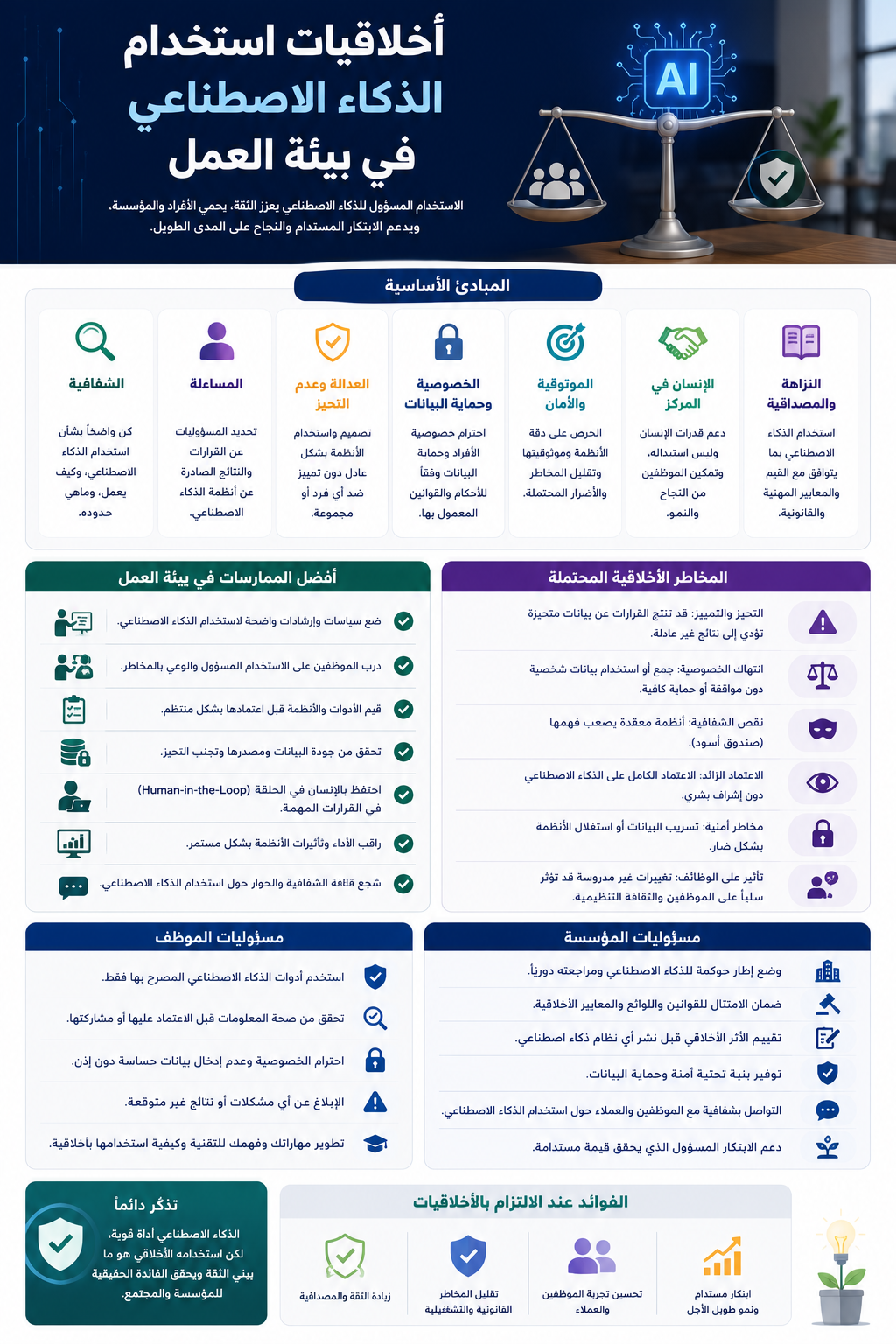 أخلاقيات استخدام الذكاء الاصطناعي في بيئة العمل