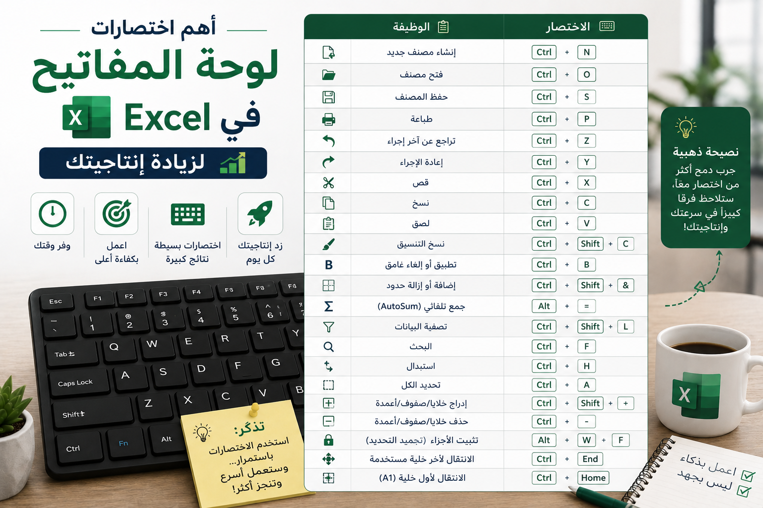 أهم اختصارات لوحة المفاتيح في Excel لزيادة إنتاجيتك