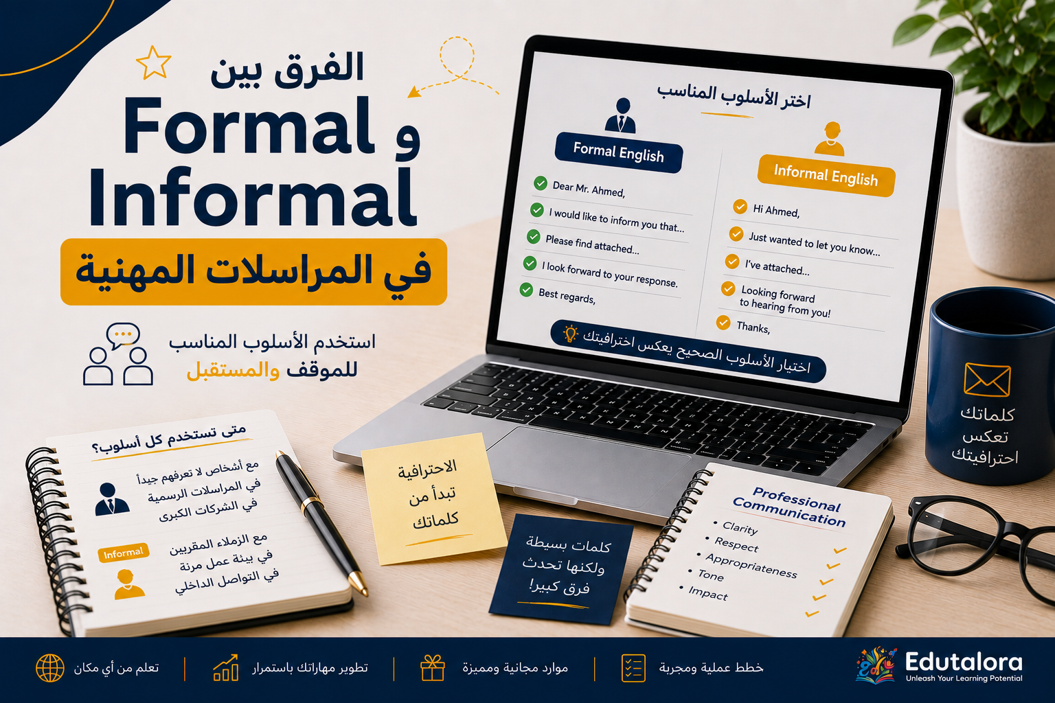 الفرق بين Formal وInformal English في المراسلات المهنية