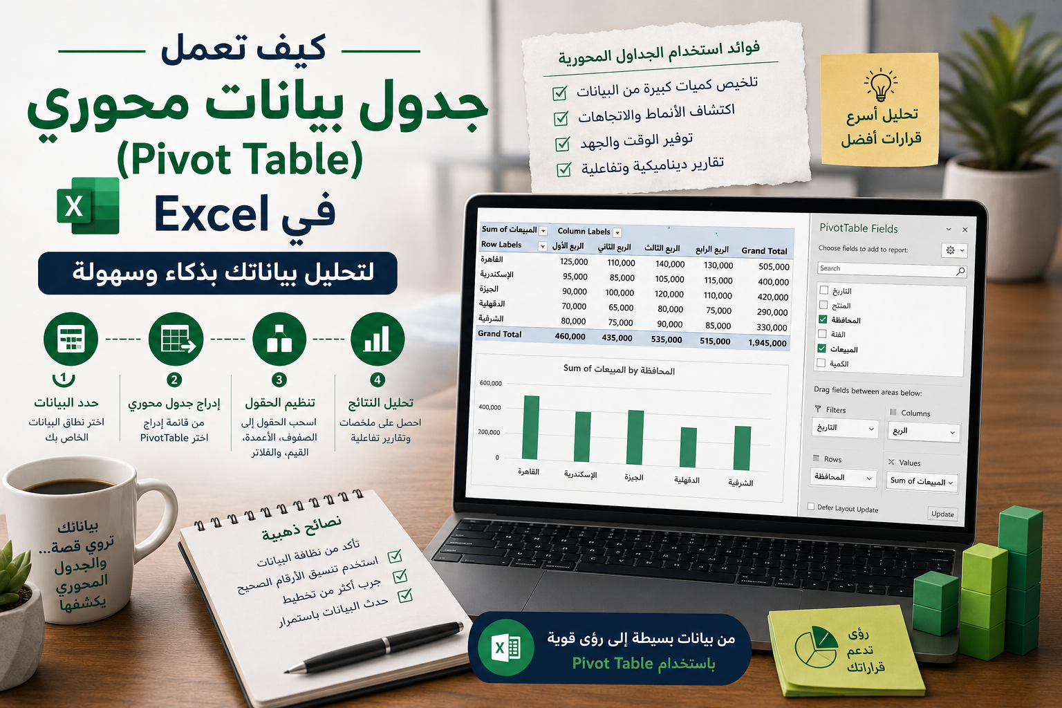 كيف تعمل جدول بيانات محوري (Pivot Table) في Excel لتحليل بياناتك؟
