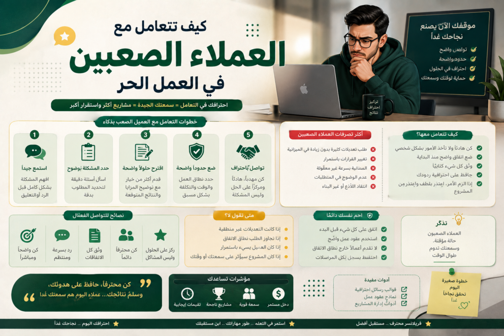 كيف تتعامل مع العملاء الصعبين في العمل الحر؟