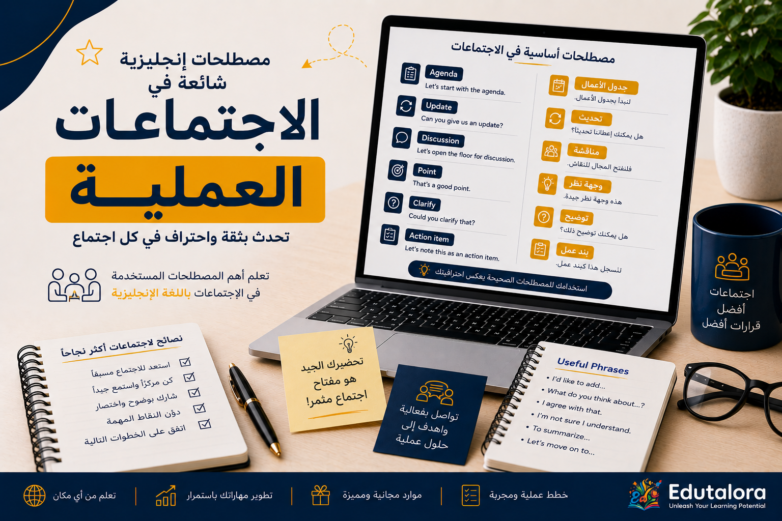 كيف تكتب ملاحظات اجتماع (Meeting Minutes) احترافية بالإنجليزي؟