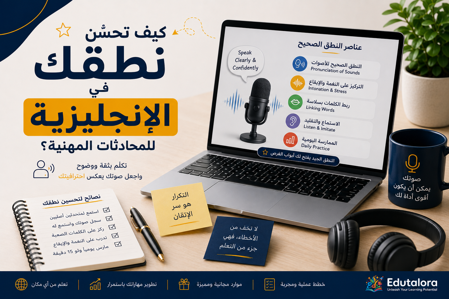 كيف تحسّن نطقك في الإنجليزية للمحادثات المهنية؟