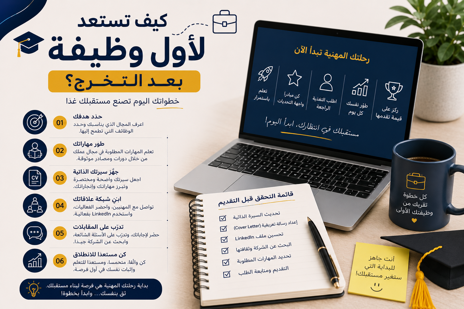 كيف تستعد لأول وظيفة بعد التخرج؟