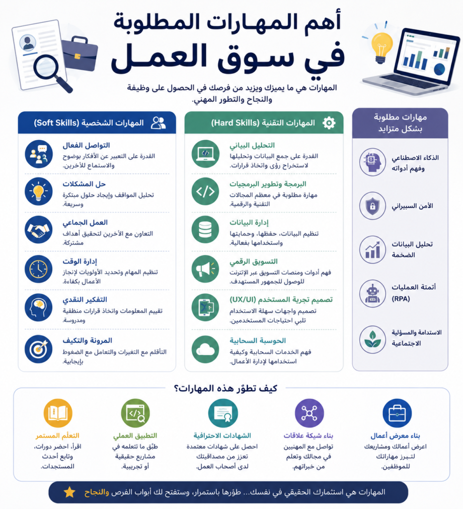 أهم المهارات المطلوبة في سوق العمل